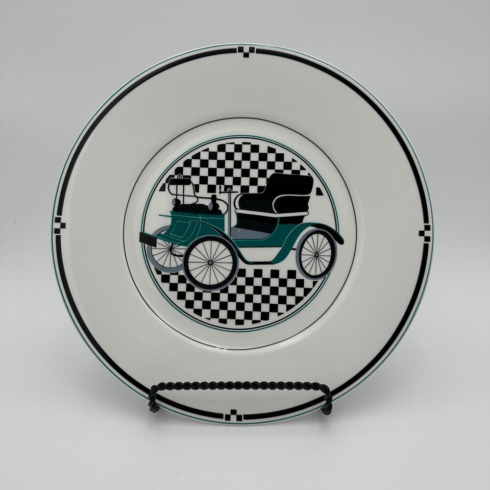 Vtg Chop Plate Mikasa Vintage Coach Green Postmodern 90s Geometric 12" Maxima